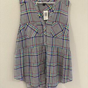 Torrid Multicolor Plaid Sleeveless Blouse